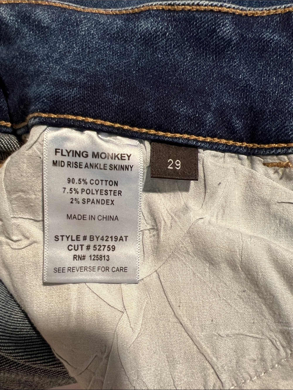 Flying Monkey Mid-Rise Dark Blue Ankle Jeans with Distressed Hem - Picture 7 of 7